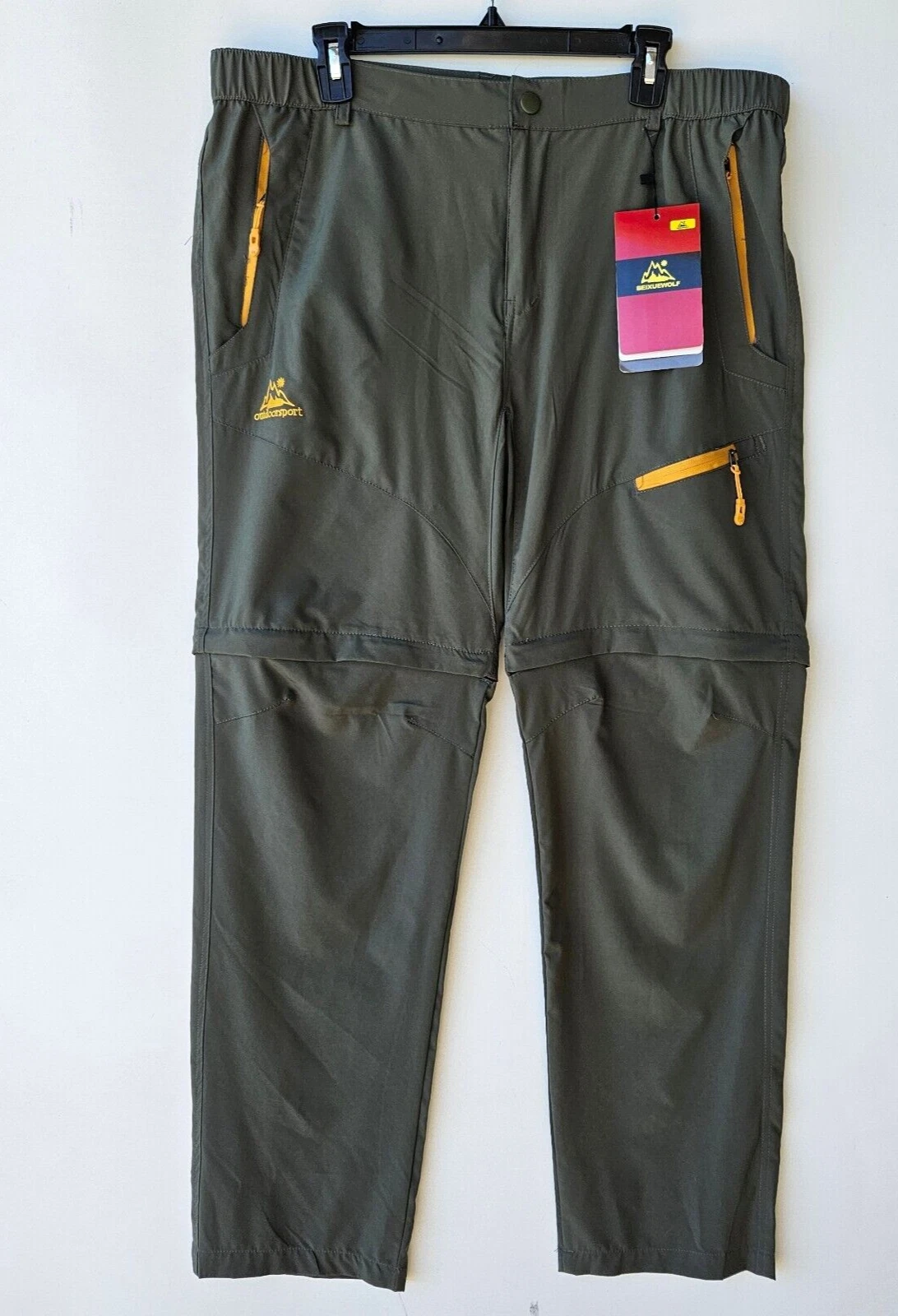 Beixuewolf Green Convertible Cargo Hiking Pants Men 38 x 32"