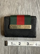 Authentic Gucci Key Case Color Black Shelly Line Leather GG Pattern Mens Fashion