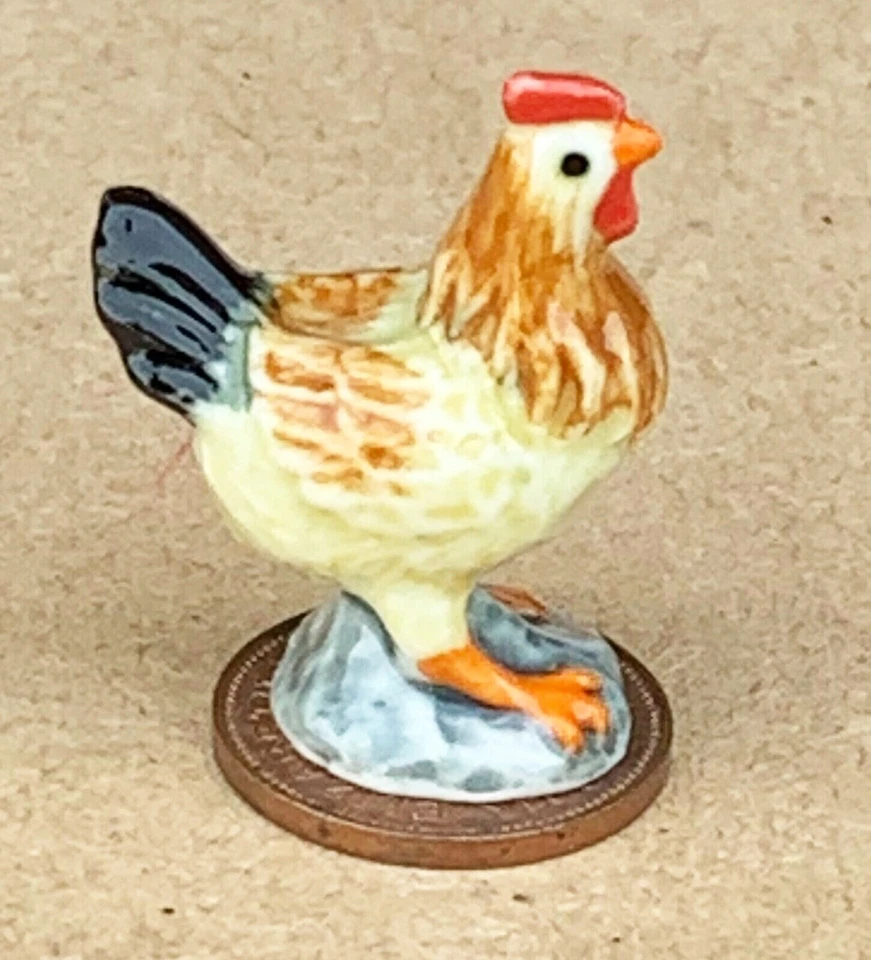Puppenhaus braun und schwarz Huhn Maßstab 1:12 Keramik Miniatur Henne D tumdee