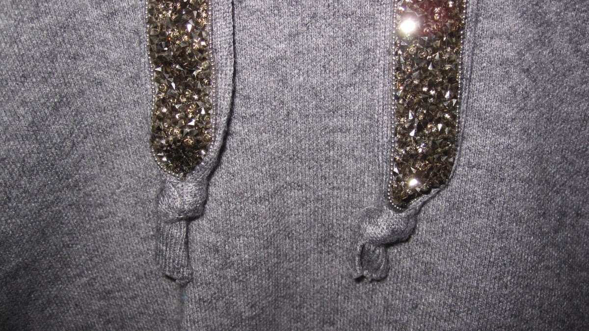 Zara Knit Hoodie Juniors M Gray Sparkle Straps Cropped