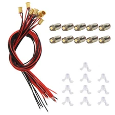 10 Units Warm White LED Screw Bulb & Stand E5 E5.5 12V HO N Scale E501WMT