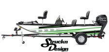 Green Gray Dashed Lines Black White Graphic Wrap Boat Fish Decal US Vinyl