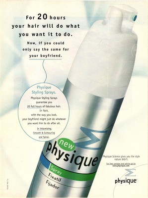 Physique Styling Sprays 20 Full Hours of Fabulous Hair Print Advert