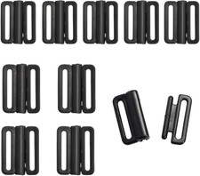10Pcs Black Plastic Bra Strap Hooks Front Closure Hook Buckles Clasp Fasteners