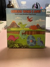 Edujoy Guess Who I Am Multi-Layer Wooden Peg Puzzle Dinosaur Matching Eggs
