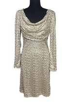 Eliza J Gold Sequin Beaded Cocktail Wedding Guest Dress Size 6