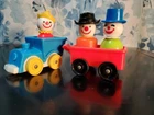 Vintage 3 Clowns Fisher Price Little People & Vehicles (train & wagon)