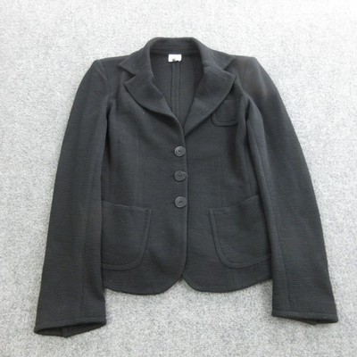 Armani Collezioni Blazer Jacket Womens 10 Black Knit Three Button