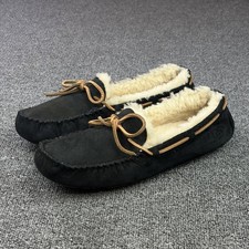 UGG Dakota Black Suede Sheepskin Moccasin Slippers Womens 8 Fur Lined 5612