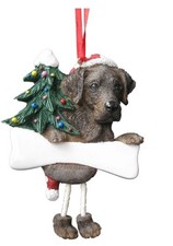 Chocolate Labrador Ornament "Dangling Legs" Hand Painted and Easily Personalized