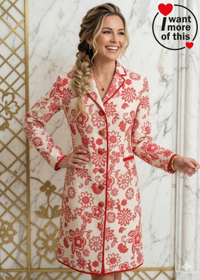 Moschino · Mantel Coat Gehrock · Edel Todschick · Jacquard & Häkelborte DE 44