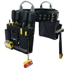Electrician Tool Belt Set, Padded Work Rig with detachable Tool Pouches and U...