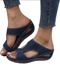 Women's Casual Orthopedic Wedge Slide Sandals Shoes Summer Comfort Flat New