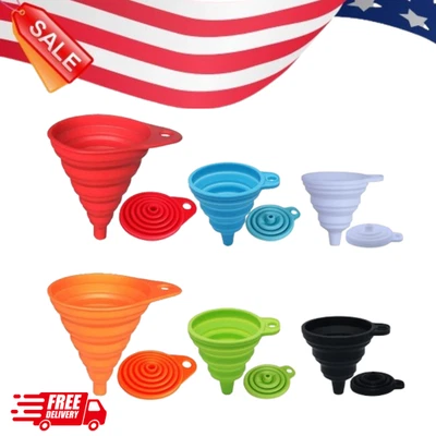 Kitchen Funnel Set, Small and Large, Kitchen Gadgets Accessories Foldable Silico - Image 1 of 4