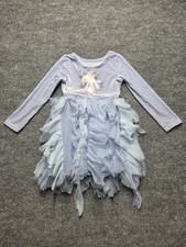 Disney Frozen Dress Girls Sz 4T Purple Elsa Long Sleeve Ruffle Tulle Velour Tutu