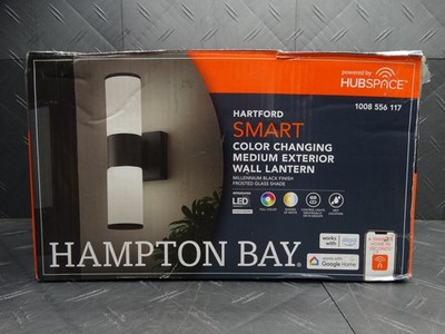Hampton Bay Hartford 14.25'' Millennium Black LED Smart Outdoor Wall Light Sconce