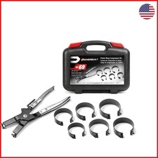 Precision Piston Ring Compressor Set With Ratcheting Pliers - 6 Adjustable Bands