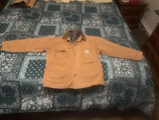 Carhartt Jacket C003 Mens XL Brown Corduroy Collar Canvas Chore Insulated
