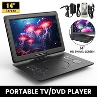16.8 Portable DVD Player 14 Swivel Screen Rechargeable Battery AV Region Free