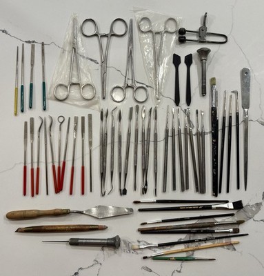 Jewelry Wax Carving Clay Sculpting Luthier Tool Lot Dental Picks Files Forceps