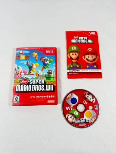 New Super Mario Bros. Nintendo Wii 2009 Complete with Manual - Tested & works!