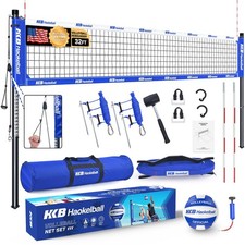Outdoor Volleyball Net for Backyard, 32FT Anti-Sag Net with Steel Poles