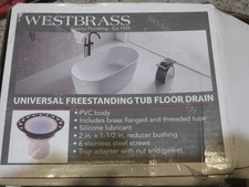 Westbrass Universal Freestanding Bathtub Floor Drain Kit TC3PWB