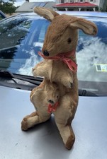 Vintage Kangaroo with Baby Joey Plush Stuffed - Real Fur Nice