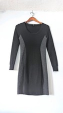 Uniqlo 100% Cashmere Sweater Dress XS Black Gray Colorblock Illusion Slimming 
