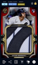 JASSON DOMINGUEZ  RC 2024 Triple Threads 1/1 Ruby Relic TOPPS BUNT DIGITAL CARD