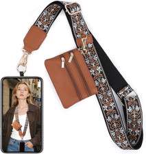 Clip and Go Strap for Phone with Wallet Crossbody, Cell Phone Lanyard with Zippe