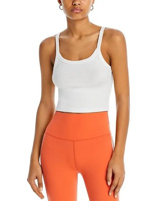 Splits59 Charlie Rib Cropped Tank Womens XL White Sleeveless Scoop Neck Pullover