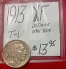 1913 Buffalo Nickel (XF) Extra Fine! Details: Obv. Scr. T-1! ENN Coins
