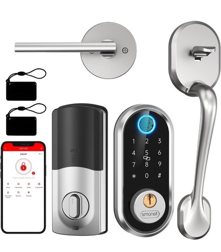 Smart Locking Set Smonet Smart Front Door Lock Set W/ Fingerprint, Keyless Entry Keypad ...
