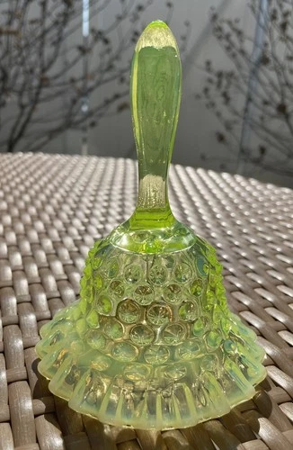 Fenton Topaz Vaseline Opalescent Hobnail Bell. No Damage.