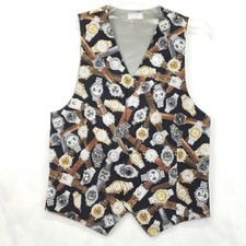 Aunty Jan Vest Waistcoat Mens Medium Black White Wrist Watches Button-Front