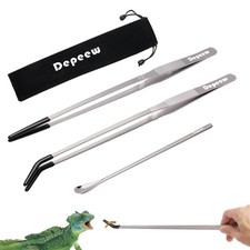 Reptile Feeding Tongs Long Tweezers, 4 Pack Stainless Steel Reptile Tweezers ...