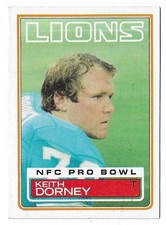1983 Topps Football Keith Dorney Pro Bowl Rookie Card #62 Detroit Lions RC. rookie card picture