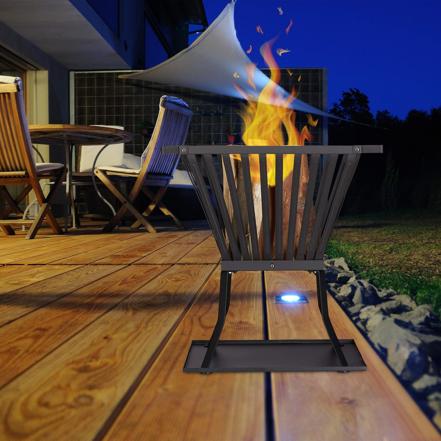 Braciere da Terrazza XL Brucialegna con Accessori e Vassoio - 2