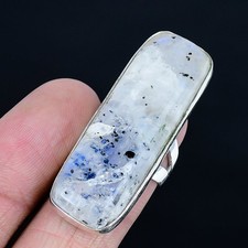 Exquisite Rainbow Moonstone Gemstone 925 Sterling Silver Ring Size 6.5