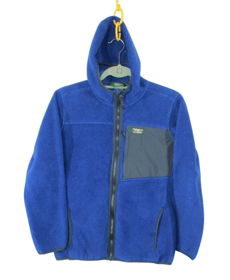 LL Bean Kids' Retro Mountain Classic Fleece Jacket Hooded Outdoor Warm L 14-16
