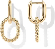 Double Hooped Huggie Earrings in 14K Gold - Statement Rope Design for Women