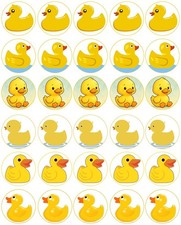 Yellow Ducks Cupcake Toppers Edible Icing Wafer Decor Bday Party Pool Animal Toy