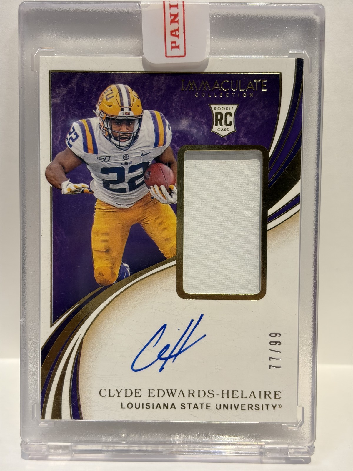Clyde Edwards-Helaire Panini Immaculate Collegiate #146 Autograph Patch Gold