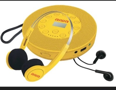 Aiwa Flashback Wireless Kit Retro CD Player Wireless Headphones Brand New Yellow