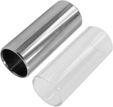 Pack of 2 Guitar Slides Set, 60Mm Guitar Glass Slide and Stainless Steel Guitar