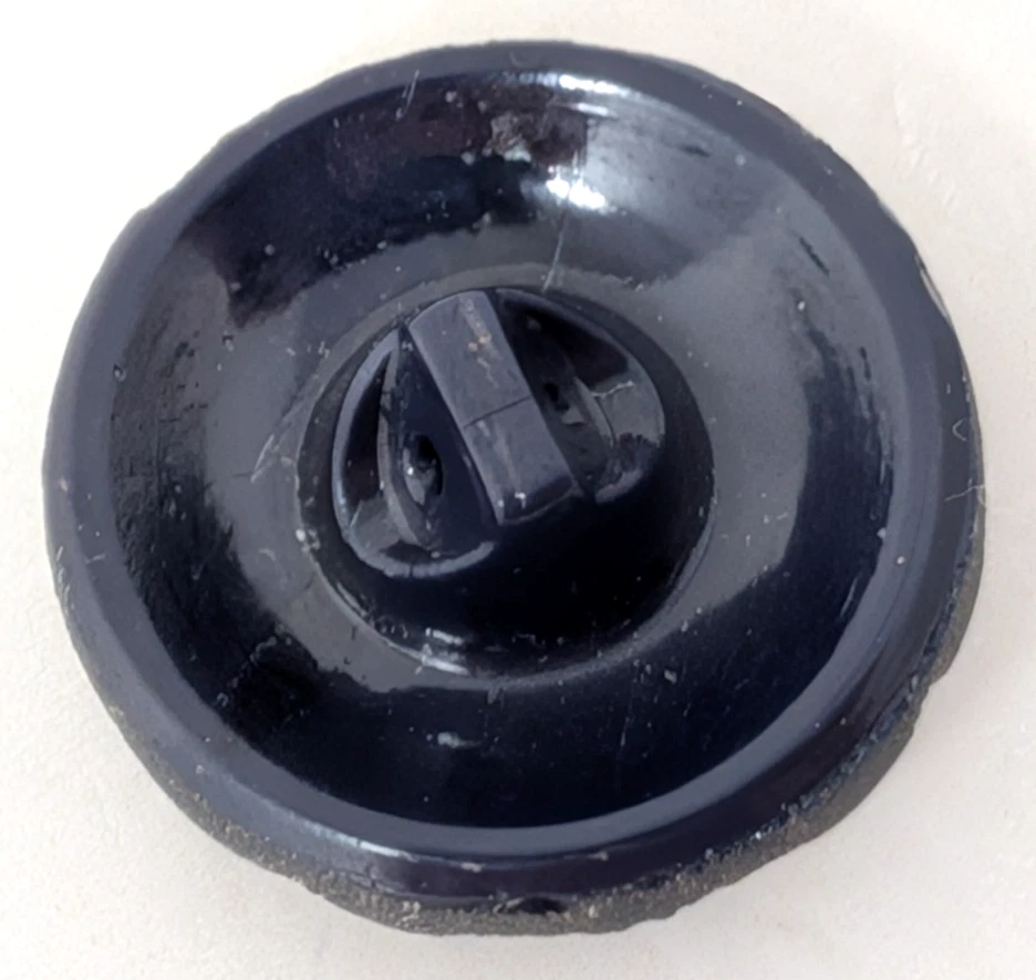 Vintage Single Clear Rhinestone Navy Blue Round Scalloped Fashion Shank Button - Image 2 of 2