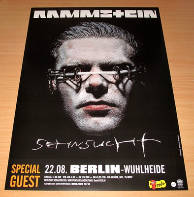 RAMMSTEIN KONZERT BERLIN 1997 POSTER '' SEHNSUCHT / RICHARD KRUSPE '' wie NEU