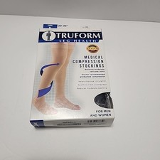 TruForm Leg Health Compression Thigh High Stockings 20-30 mmHg Large Black NEW