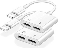  Apple MFi Certified 2PACK IPhone Lightning To 2 Lightning Adapter, Dual AUX 